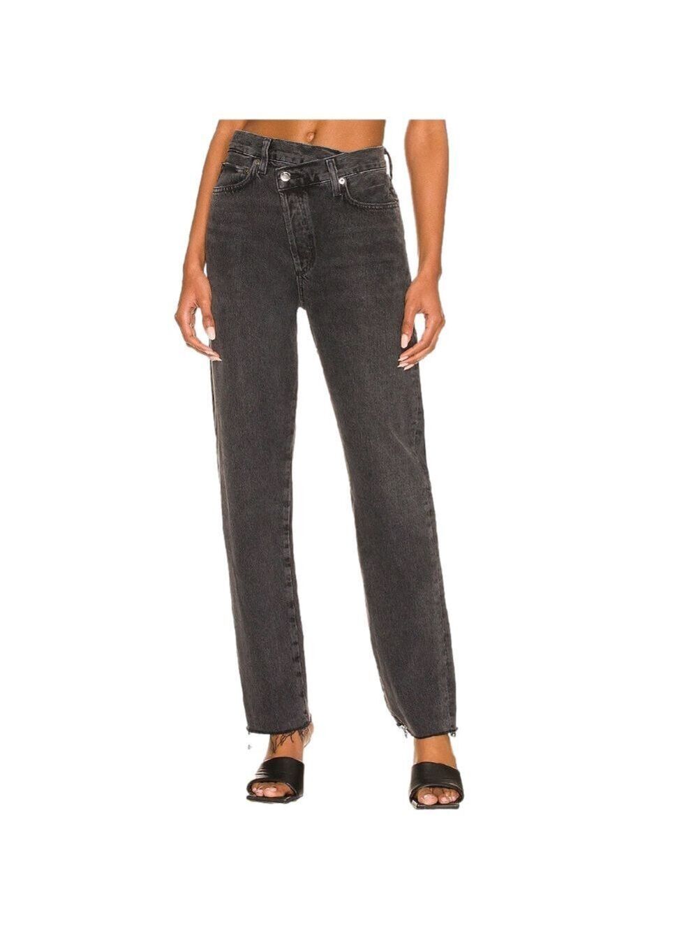 AGOLDE organic cotton Criss Cross baggy straight leg raw hem high rise jeans 31